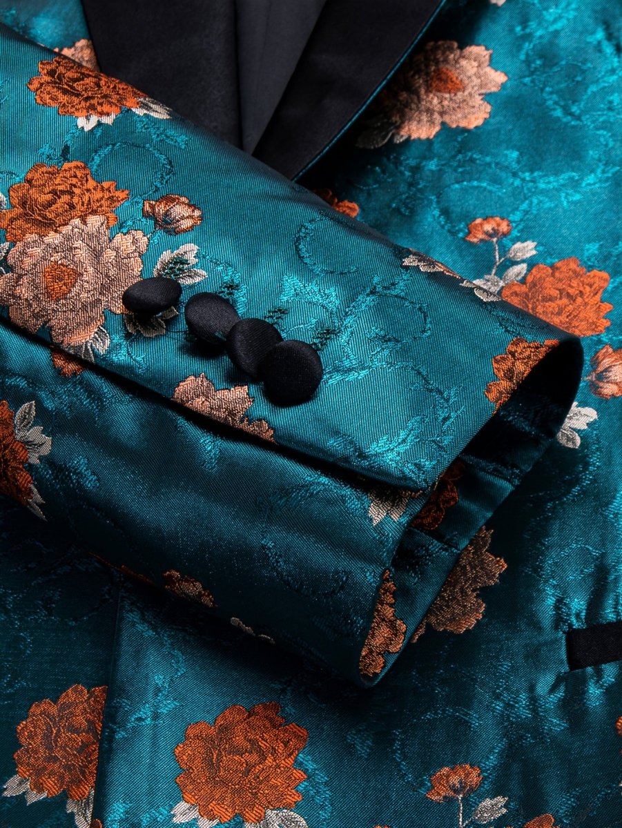 Blue New Style Jacket Casual Jacquard Button Blazer Shawl Lapel Suit Jacket For Wedding 1pc Suit - SHOWLU FASHION STORE