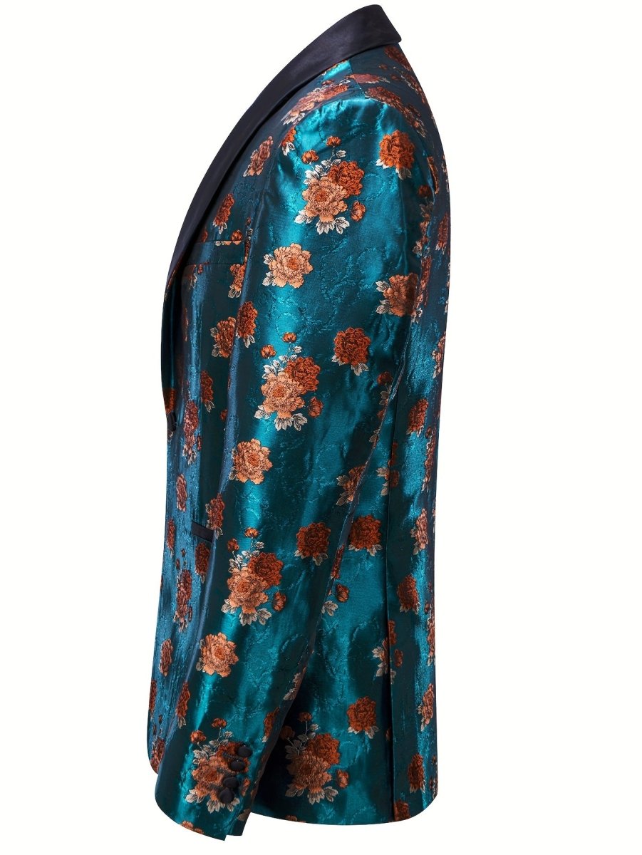 Blue New Style Jacket Casual Jacquard Button Blazer Shawl Lapel Suit Jacket For Wedding 1pc Suit - SHOWLU FASHION STORE