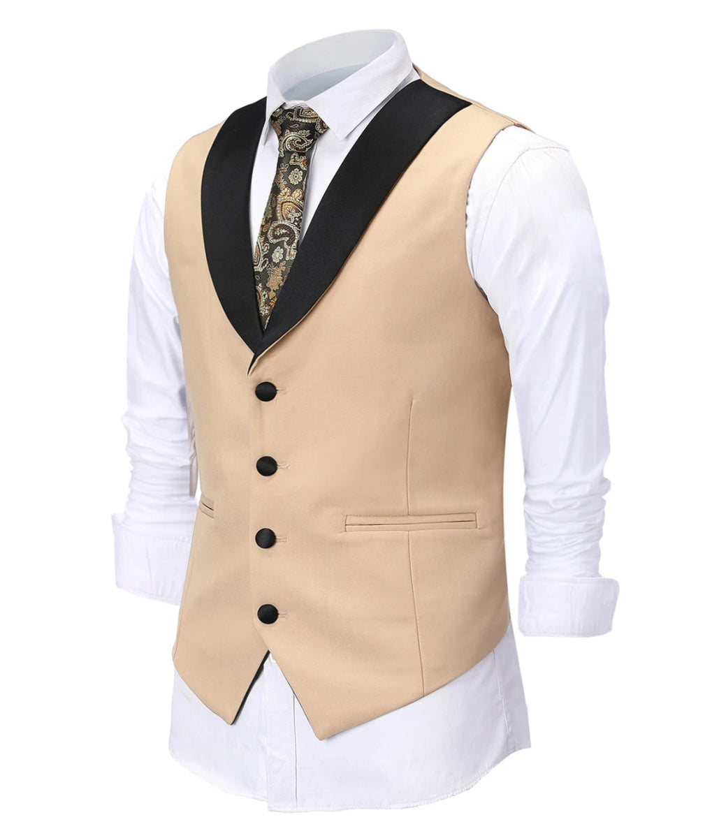 Blue Slit Mens Suits 3 Piece Black Shawl Lapel Casual Tuxedos for Wedding Groomsmen Suits Men (Blazer+Vest+Pant) - SHOWLU FASHION STORE