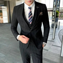 Boutique 5XL(Blazer + Vest + Trousers) Men's Elegant Fashion Business A Variety of Gentlemen Casual Formal Suit Three - piece Suit - SHOWLU FASHION STORE