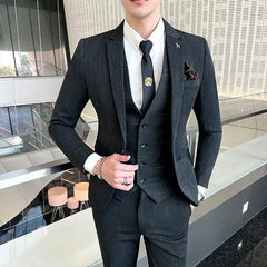 Boutique 5XL(Blazer + Vest + Trousers) Men's Elegant Fashion Business A Variety of Gentlemen Casual Formal Suit Three - piece Suit - SHOWLU FASHION STORE