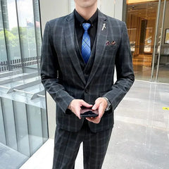 Boutique 5XL(Blazer + Vest + Trousers) Men's Elegant Fashion Business A Variety of Gentlemen Casual Formal Suit Three - piece Suit - SHOWLU FASHION STORE