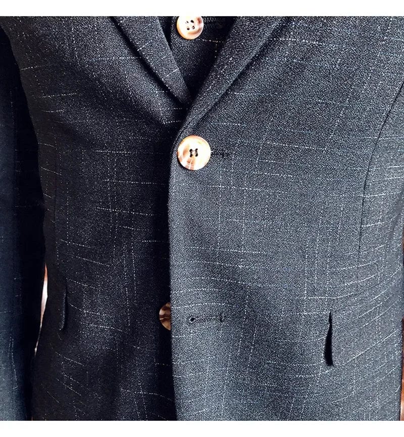 Boutique (Blazer + Vest + Trousers) Italian Style Elegant and Fashionable Business Men's Gentleman Striped Formal Suit 3 - piece - SHOWLU FASHION STORE
