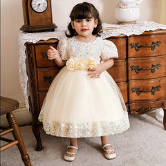 Bow Christmas Baby Girl Dresse Infant Sequin 1st Birthday Red Party Wedding Prom Kids Dresses For Girl Lace Flower Princess Gown - SHOWLU FASHION STORE