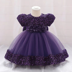 Bow Christmas Baby Girl Dresse Infant Sequin 1st Birthday Red Party Wedding Prom Kids Dresses For Girl Lace Flower Princess Gown - SHOWLU FASHION STORE