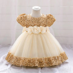 Bow Christmas Baby Girl Dresse Infant Sequin 1st Birthday Red Party Wedding Prom Kids Dresses For Girl Lace Flower Princess Gown - SHOWLU FASHION STORE