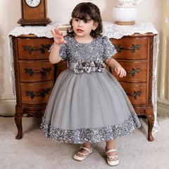 Bow Christmas Baby Girl Dresse Infant Sequin 1st Birthday Red Party Wedding Prom Kids Dresses For Girl Lace Flower Princess Gown - SHOWLU FASHION STORE