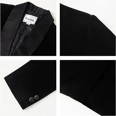 Boys Velvet Blazer Jacket Pants Bowtie 3PCS Photograph Suit Kids 1Year Birthday Dress Children Wedding Performance Evening Set - SHOWLU FASHION STORE
