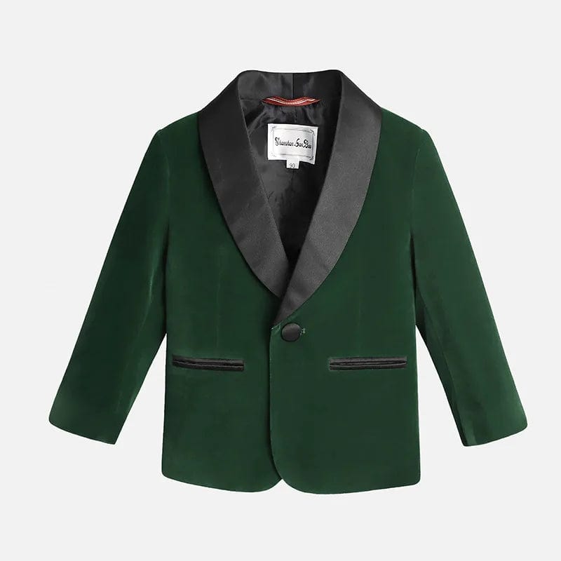 Boys Velvet Blazer Jacket Pants Bowtie 3PCS Photograph Suit Kids 1Year Birthday Dress Children Wedding Performance Evening Set - SHOWLU FASHION STORE