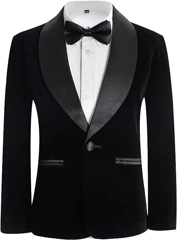 Boys Velvet Blazer Jacket Pants Bowtie 3PCS Photograph Suit Kids 1Year Birthday Dress Children Wedding Performance Evening Set - SHOWLU FASHION STORE