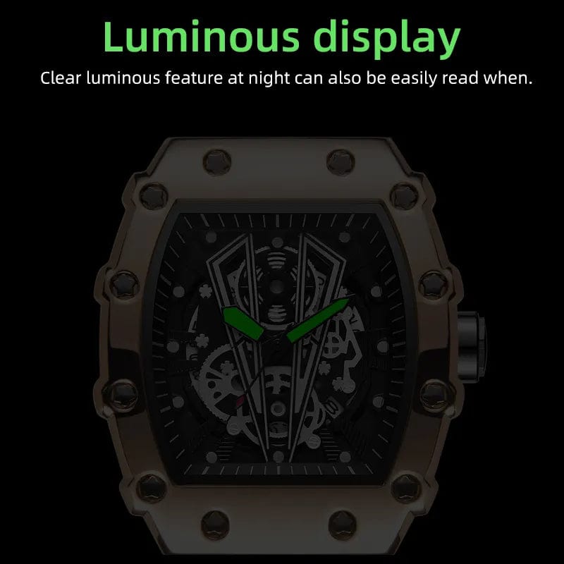 Brand New Men's Watch Fashion Automatic Movement Barrel Luminous Waterproof Clock Sports Male's Silicone Strap Quartz Wristwatch - SHOWLU FASHION STORE