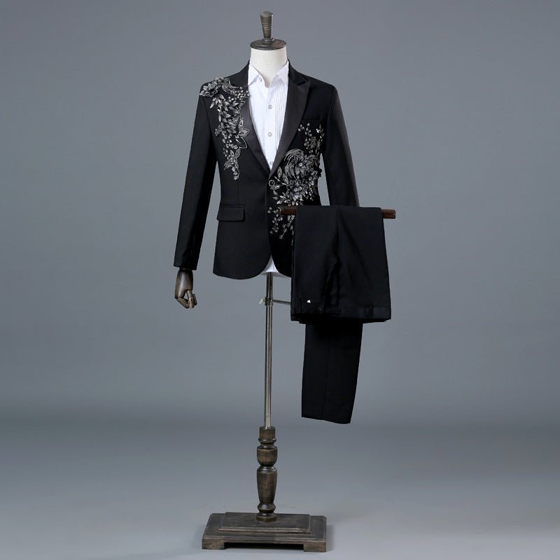 British Style Court Dress Sequined Diamonds Embroidered Suit Suit Men's Designer Studio Wedding Suit Costume - SHOWLU FASHION STORE