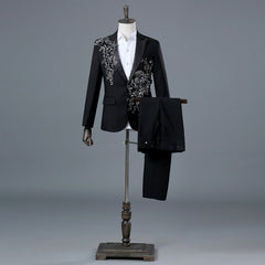 British Style Court Dress Sequined Diamonds Embroidered Suit Suit Men's Designer Studio Wedding Suit Costume - SHOWLU FASHION STORE
