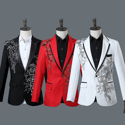 British Style Court Dress Sequined Diamonds Embroidered Suit Suit Men's Designer Studio Wedding Suit Costume - SHOWLU FASHION STORE