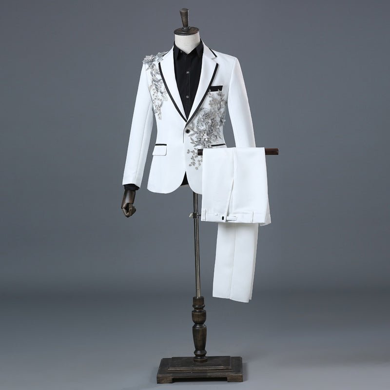 British Style Court Dress Sequined Diamonds Embroidered Suit Suit Men's Designer Studio Wedding Suit Costume - SHOWLU FASHION STORE