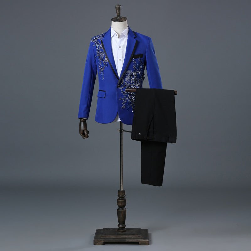 British Style Court Dress Sequined Diamonds Embroidered Suit Suit Men's Designer Studio Wedding Suit Costume - SHOWLU FASHION STORE