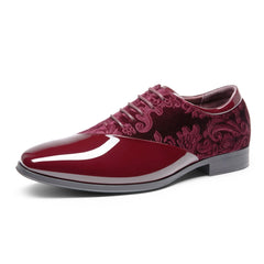 Bruno Marc Men's Dress Tuxedo Shoes Classic Patent Velvet Lace - up Formal Caden Oxford - SHOWLU FASHION STORE