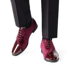 Bruno Marc Men's Dress Tuxedo Shoes Classic Patent Velvet Lace - up Formal Caden Oxford - SHOWLU FASHION STORE