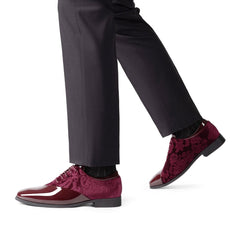 Bruno Marc Men's Dress Tuxedo Shoes Classic Patent Velvet Lace - up Formal Caden Oxford - SHOWLU FASHION STORE