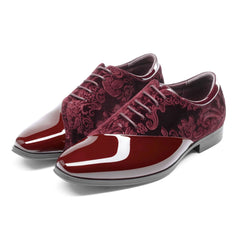 Bruno Marc Men's Dress Tuxedo Shoes Classic Patent Velvet Lace - up Formal Caden Oxford - SHOWLU FASHION STORE
