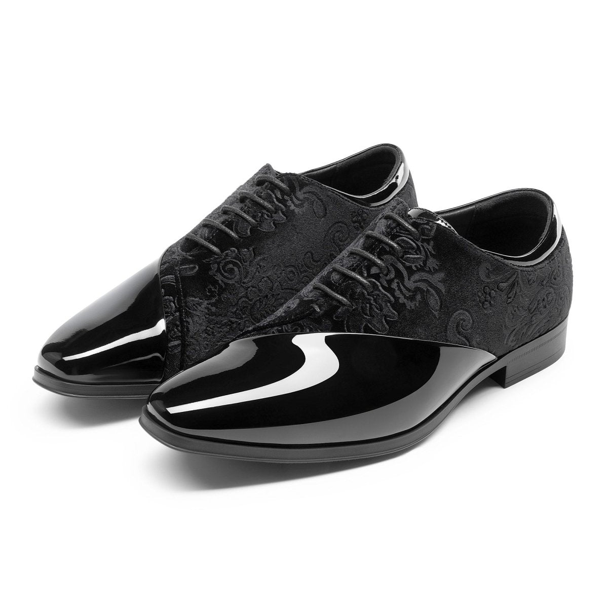 Bruno Marc Men's Dress Tuxedo Shoes Classic Patent Velvet Lace - up Formal Caden Oxford - SHOWLU FASHION STORE