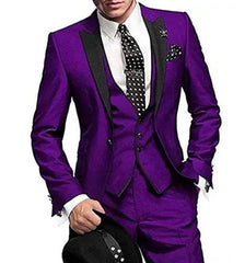 Burgundy Italian Style Colorful Tuxedo Groom Prom Pink Dress Wedding Dress Elegant Slim Men's Suit Set 3 Piece(Jacket+Pant+Vest) - SHOWLU FASHION STORE