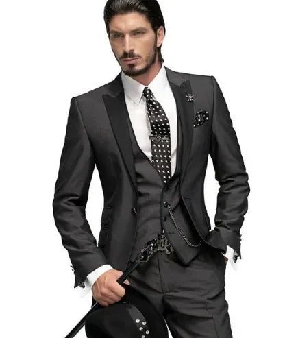 Burgundy Italian Style Colorful Tuxedo Groom Prom Pink Dress Wedding Dress Elegant Slim Men's Suit Set 3 Piece(Jacket+Pant+Vest) - SHOWLU FASHION STORE