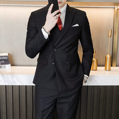 Business Plus Size Double - Breasted Business Suit - SHOWLU FASHION STORE