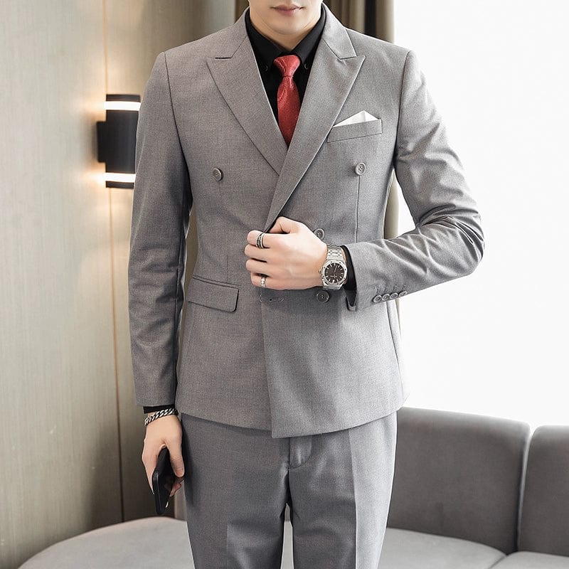 Business Plus Size Double - Breasted Business Suit - SHOWLU FASHION STORE