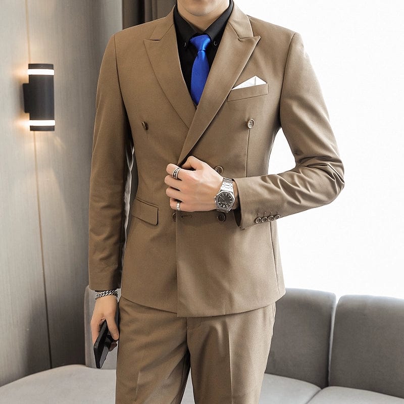 Business Plus Size Double - Breasted Business Suit - SHOWLU FASHION STORE