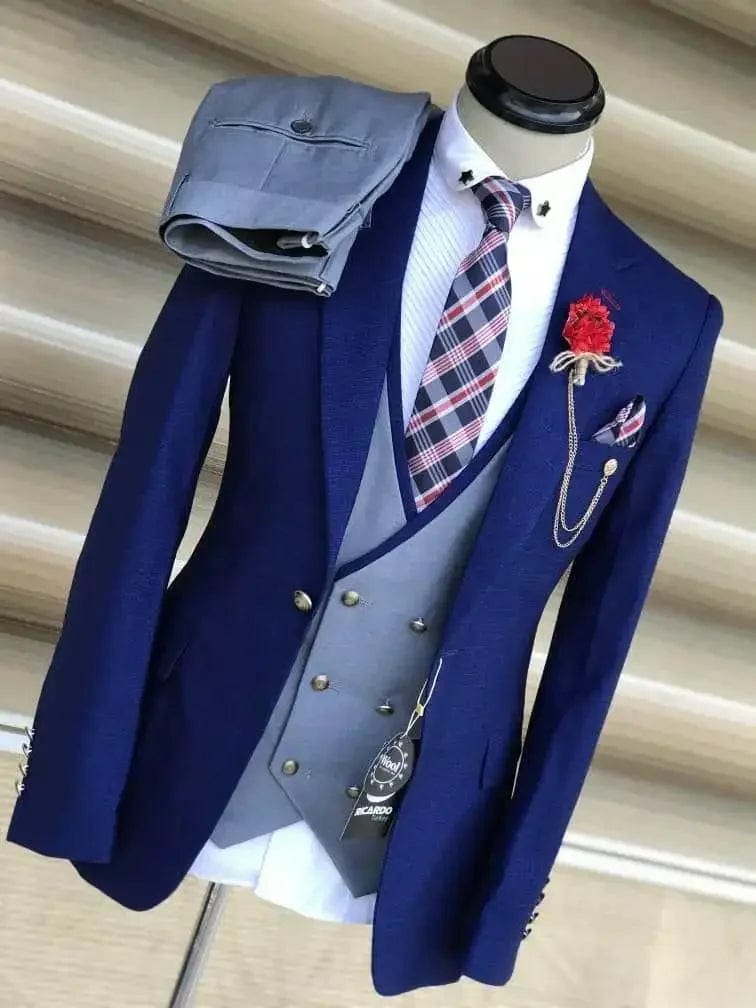 Business Suits for Men Wedding Groom Notch Lapel Double Breasted Vest Men Dress Costume Homme Prom Party Men Clothes 3 Pcs - SHOWLU FASHION STORE