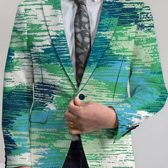 [Four-Season Party Blazer] Four-Season Regular Fit Men's Party Blazer - Stripes Print/Animal Print Notched Lapel, Fashion Suit Top With Button Details SHOWLU FASHION STORE