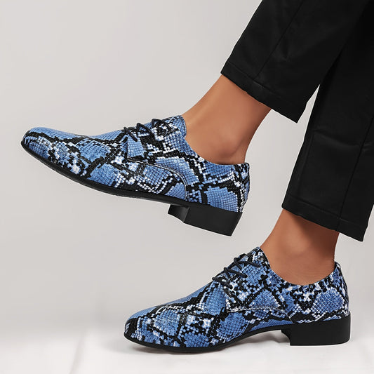 Men's Snakeskin Print Dress Shoes - Vintage British Style, Perfect for Weddings & Parties, Lace-Up, All-Season Comfort, Business Formal, Performance Shoes, Large Size, Simple Fashion, Holiday SHOWLU FASHION STORE