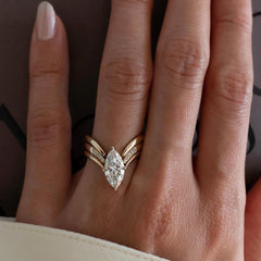 LIN NA 3pcs S925 Simple Ins Style Inlay 6*12mm 2CT Marquise Shaped Moissanite Ring Personality and Fashion SHOWLU FASHION STORE