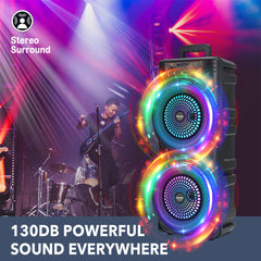 6000W Speaker, 8. 5-inch Dual Wireless Speaker, TWS Stereo Heavy Bass Loudspeaker, Large Size Portable Subwoofer Speaker, Party Sound System With Microphone, RGB Lights