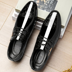 Men's Classic Oxford Dress Shoes, Pointed Toe Lace-Up Low Top, Geometric Striped Pattern, Microfiber Synthetic Upper, Rubber Sole, for Wedding Party Business - All-Season Fashion Minimalist Style, Wedding Footwear | Minimalis SHOWLU FASHION STORE
