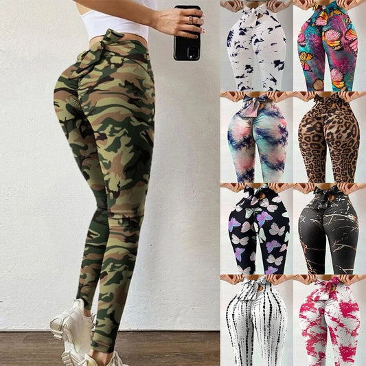 Camouflage Printing Leggings Sexy Bowknot Tights Pants Bow Bandage Casual Trousers For Women Push Up Exercise Fitness Yoga Pants - SHOWLU FASHION STORE