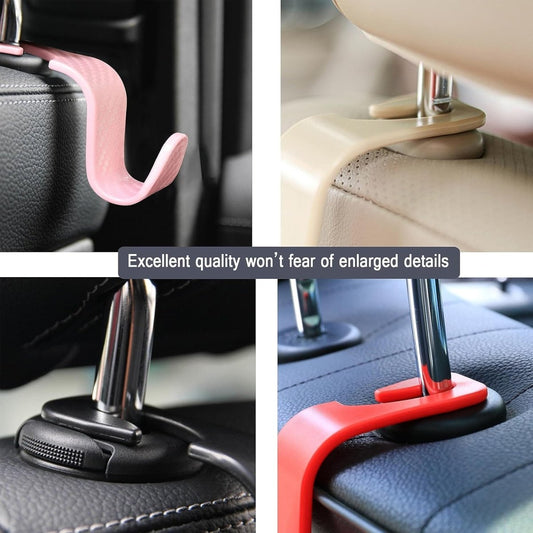 Car Seat Headrest Hook 4 Pack Hanger Storage Organizer Universal for Handbag Purse Coat fit Universal Vehicle Car Black S Type - SHOWLU FASHION STORE