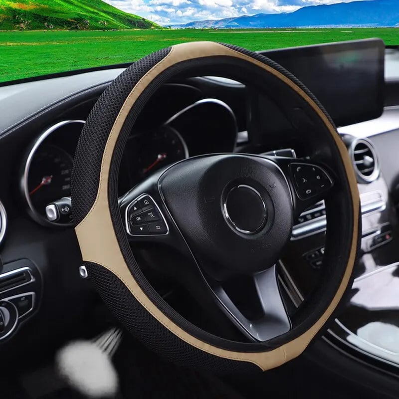 Car Steering Wheel Cover Without Inner Ring 37 - 38cm Three - dimensional Leather Embroidered Color Diamond - encrusted Breathable - SHOWLU FASHION STORE