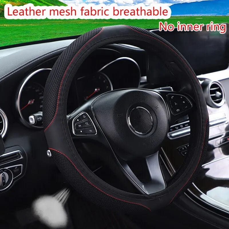 Car Steering Wheel Cover Without Inner Ring 37 - 38cm Three - dimensional Leather Embroidered Color Diamond - encrusted Breathable - SHOWLU FASHION STORE