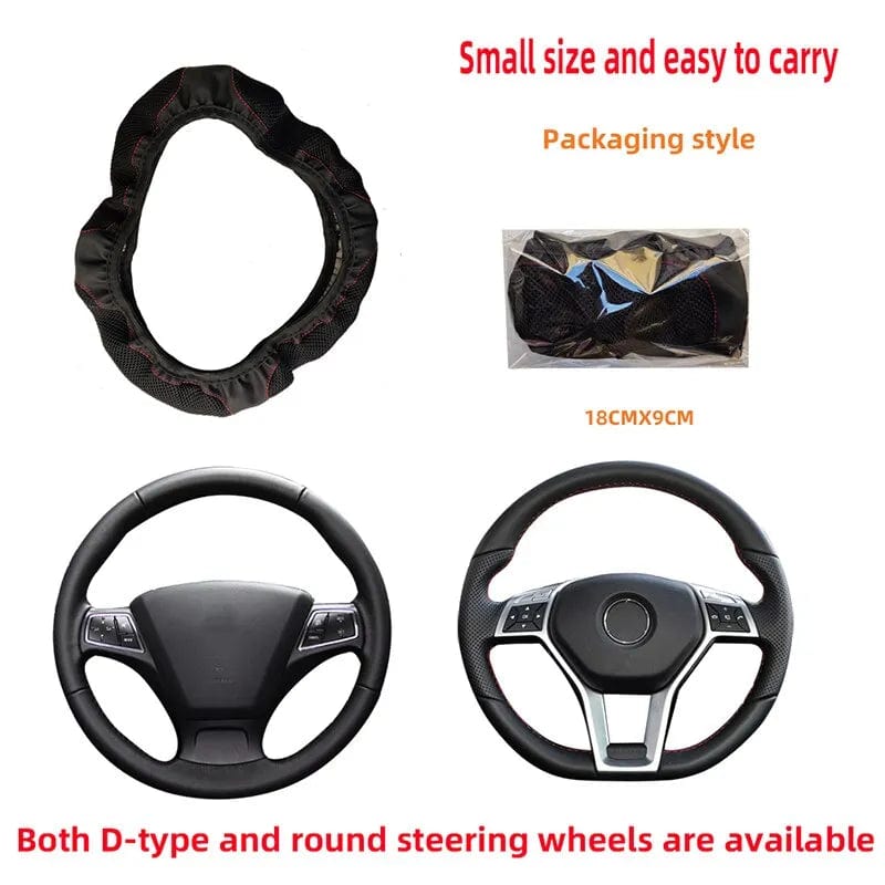 Car Steering Wheel Cover Without Inner Ring 37 - 38cm Three - dimensional Leather Embroidered Color Diamond - encrusted Breathable - SHOWLU FASHION STORE