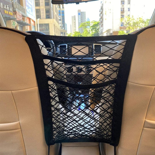 Car Storage Net Bag Between Seats Car Divider Pet Barrier Stretchable Elastic Mesh Bag Organizer Auto Accessories - SHOWLU FASHION STORE