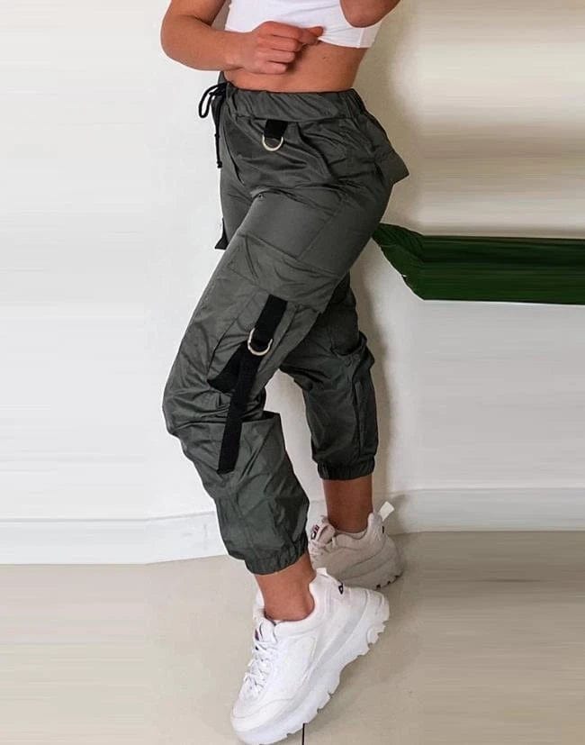 Cargo Pants Women Streetwear Autumn and Winter New Fashion Tight Versatile Casual Loose Waist Patch Pocket Trousers for Female - SHOWLU FASHION STORE