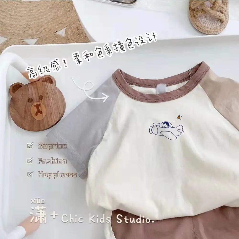 Cartoon Sport Short Sleeve Outfits Kids Fashion Trendy Two Pieces Sets Color Matching T-shirts+Shorts Boys Baby Summer Clothing - SHOWLU FASHION STORE