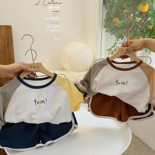 Cartoon Sport Short Sleeve Outfits Kids Fashion Trendy Two Pieces Sets Color Matching T-shirts+Shorts Boys Baby Summer Clothing - SHOWLU FASHION STORE