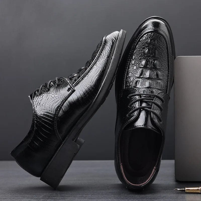 Casual Business Shoes for Men Crocodile PU Leather Men Dress Shoes for Male Formal Style Wedding Oxfords Lace Up Shoes Plus Size - SHOWLU FASHION STORE