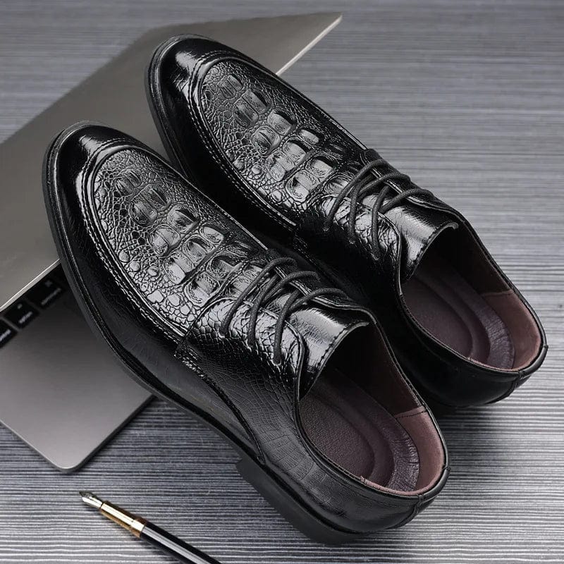 Casual Business Shoes for Men Crocodile PU Leather Men Dress Shoes for Male Formal Style Wedding Oxfords Lace Up Shoes Plus Size - SHOWLU FASHION STORE
