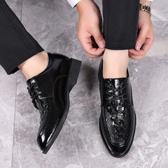 Casual Business Shoes for Men Crocodile PU Leather Men Dress Shoes for Male Formal Style Wedding Oxfords Lace Up Shoes Plus Size - SHOWLU FASHION STORE
