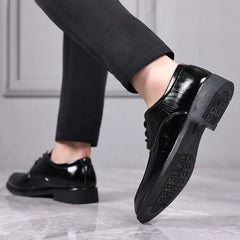 Casual Business Shoes for Men Crocodile PU Leather Men Dress Shoes for Male Formal Style Wedding Oxfords Lace Up Shoes Plus Size - SHOWLU FASHION STORE