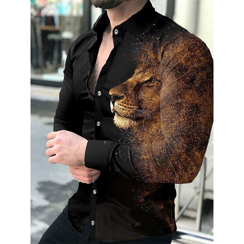 Casual Long Sleeve Floral Shirt for Men Casual Long Sleeve Printed Shirt Men - SHOWLU FASHION STORE
